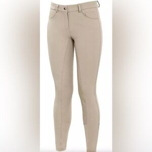 HR FARM Women's Equestrian Riding Breeches Full Seat Silicone Grip 28 Beige NWT